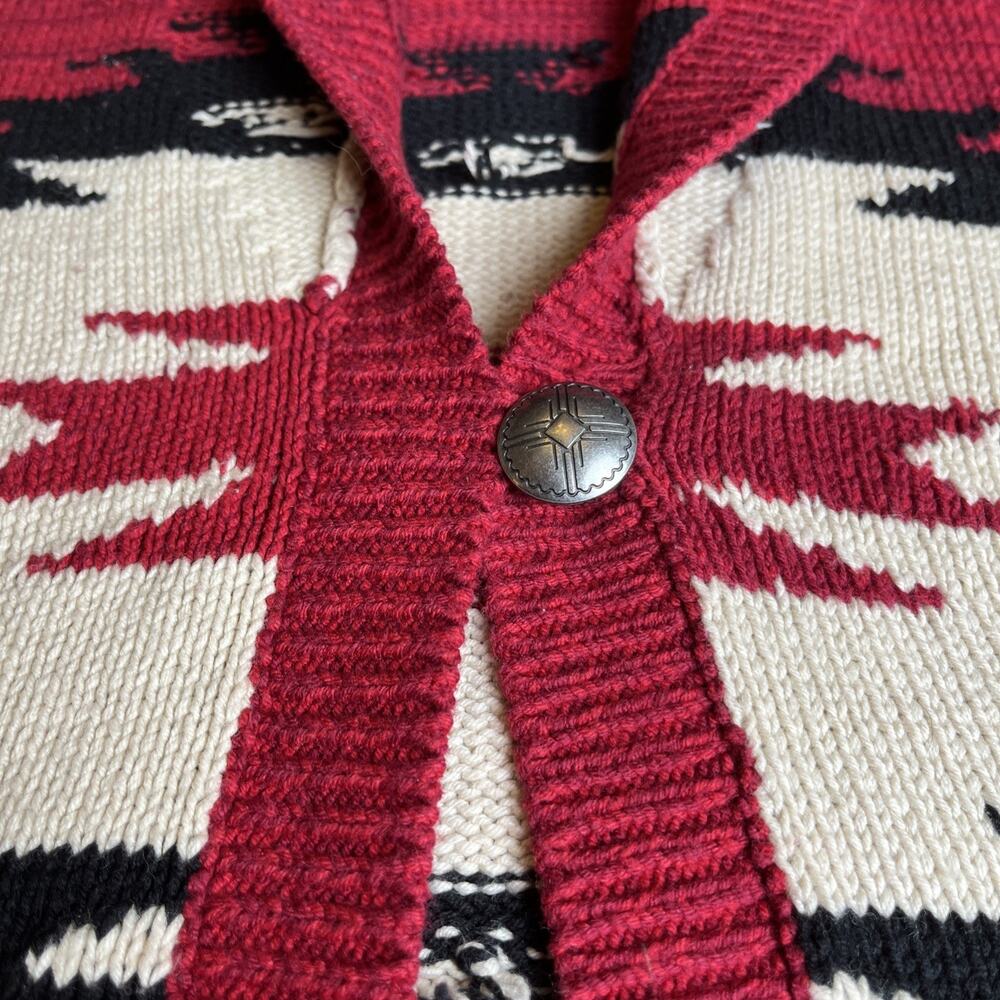 Chaps Red Southwestern Knit Concho Button Sweater Vest Womens XL Western Boho - Picture 2 of 8